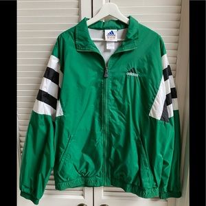 Adidas Green Windbreaker Jacket Zip Up Men’s LG